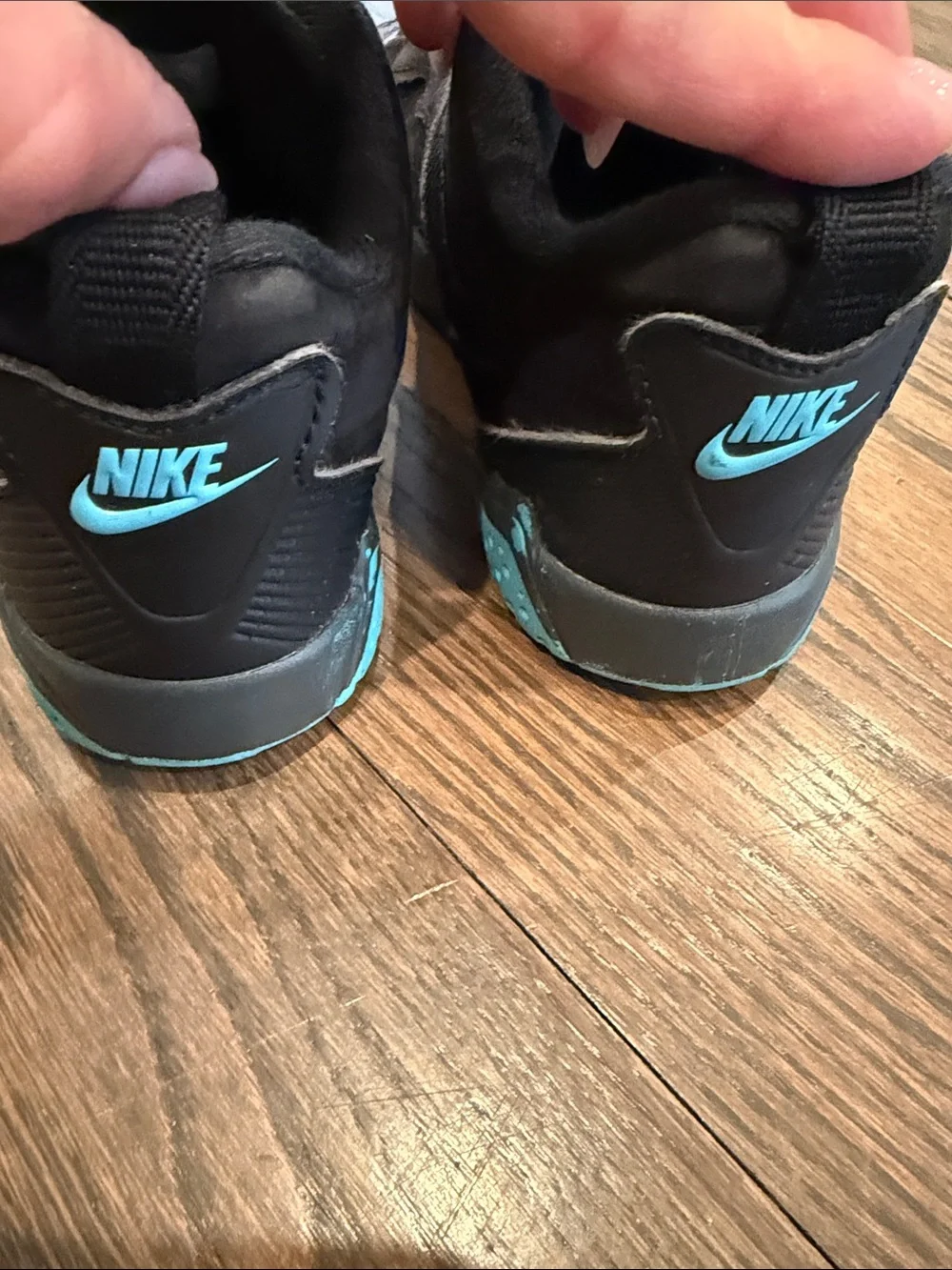 Jordan Kids MVP 92 Black Sneakers with Teal Accents